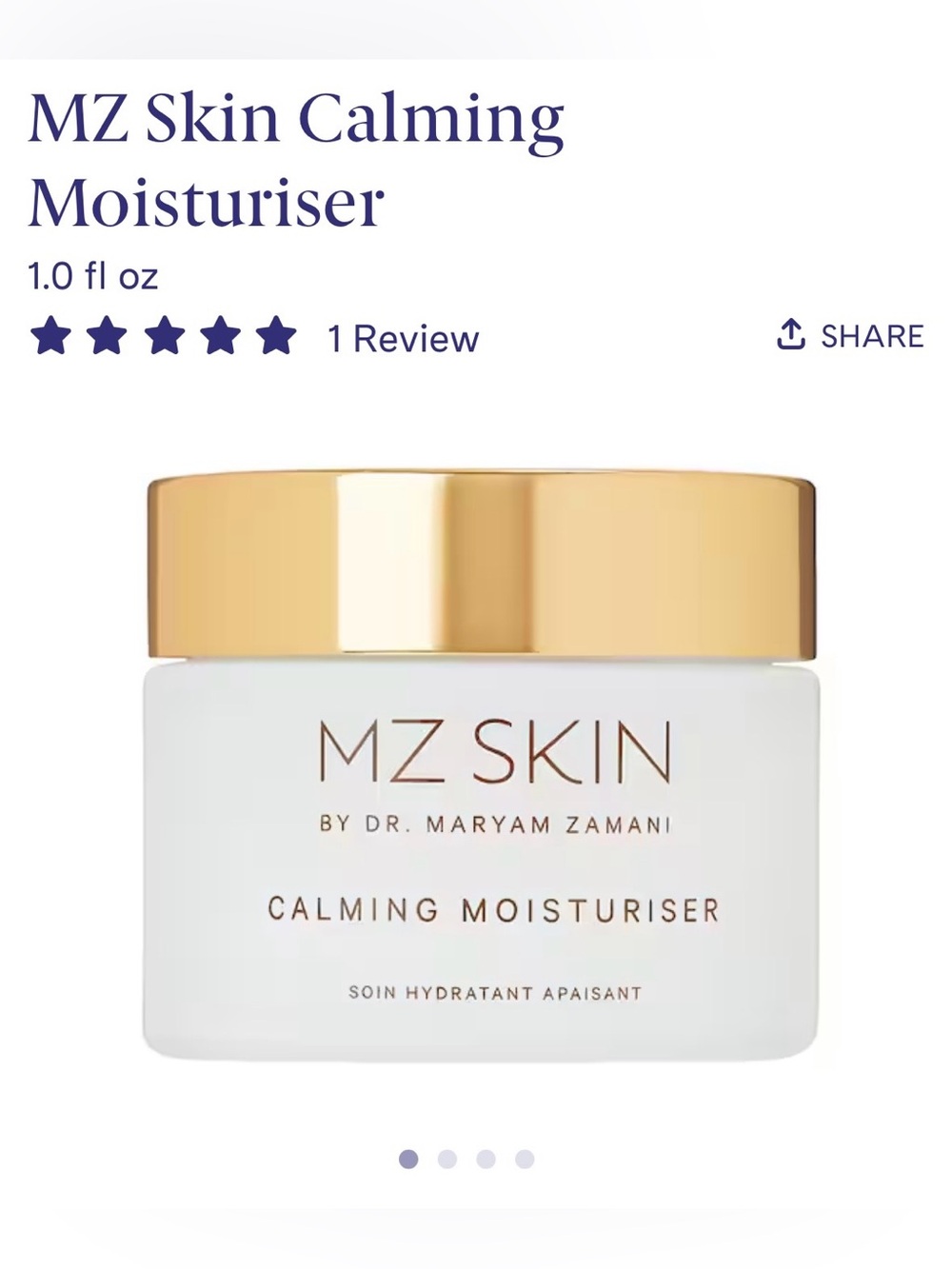 MZ Skin Calming Moisturiser — White & Gold